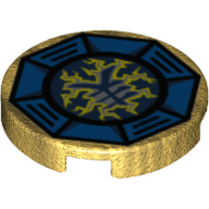 Tile Round 2 × 2 with Airjitzu Lightning Symbol Print Pearl Gold