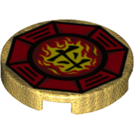 Tile Round 2 × 2 with Airjitzu Fire Symbol on Red Background Print Perlgold