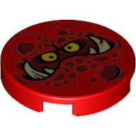 Tile Round 2 × 2 with Nexo Knights Globlin Face Print Rot