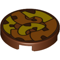 Tile Round 2 × 2 with Yellow and Orange Tentacles Print Reddish Brown