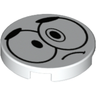 Tile Round 2 × 2 with Cross-Eyed Nixel Face Print Weiß