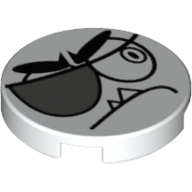 Tile Round 2 × 2 with Nixel Face and Eyepatch Print White
