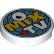 Tile Round 2 × 2 with 'MIX TV' Print Weiß