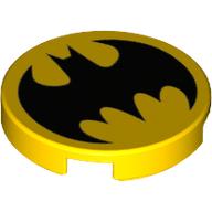 Tile Round 2 × 2 with Black Batman Logo Print Yellow