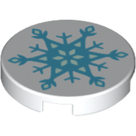Tile Round 2 × 2 with Frozen Snowflake Print White