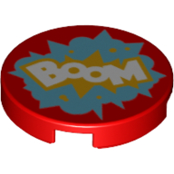 Tile Round 2 × 2 with 'BOOM' Print in Rot