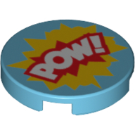 Tile Round 2 × 2 with White 'POW!' over Red and Yellow Text Bubbles Print Mittelazur