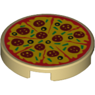 Tile Round 2 × 2 with Pepperoni Pizza Print