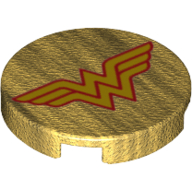 Tile Round 2 × 2 with Wonder Woman Print Perlgold
