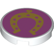 Tile Round 2 × 2 with Horseshoe On Pink Background Print White