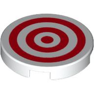 Tile Round 2 × 2 with Red Circles Print White
