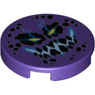 Tile Round 2 × 2 with Black Rock Teeth and Spots, Narrowed Yellow Eyes, Blue Electrified Evil Smile (Bouldron) Print