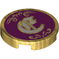 Tile Round 2 × 2 with White Character on Magenta Background Print Pearl Gold