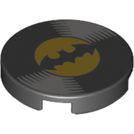Tile Round 2 × 2 with Vinyl Record and Batman Logo Print Black