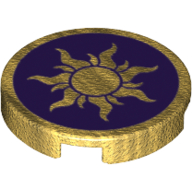 Tile Round 2 × 2 with Sun on Purple Field print Pearl Gold