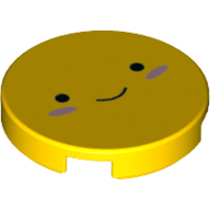Tile Round 2 × 2 with Smiley Face Blushes Yellow