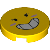 Tile Round 2 × 2 with Smiley Face, Tense Grin Yellow