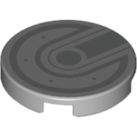 Tile Round 2 × 2 with Silver Lines, Bolts/Dots Print Light Bluish Gray