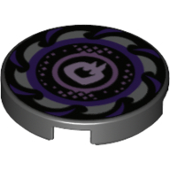 Tile Round 2 × 2 with Purple Ninjago Swirl print Black