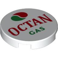 Tile Round 2 × 2 with 'OCTAN GAS' print White
