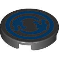 Tile Round 2 × 2 with 2 Blue Dragons print Schwarz