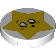 Tile Round 2 × 2 with Yellow Star with Surprised Face print White