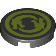 Tile Round 2 × 2 with 2 Lime Dragons Schwarz