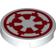 Fliese rund 2 × 2 mit rotem Imperium-Logo (bedruckt)