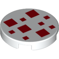 Tile Round 2 × 2 with 4 Large and 6 Small Red Squares Print White