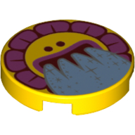 Tile Round 2 × 2 with Flower with Face Print Yellow