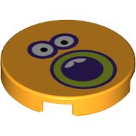 Tile Round 2 × 2 with Face with Round Mouth Print Leuchtendes Hellorange