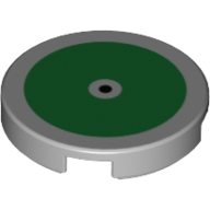 Tile Round 2 × 2 with Green Circle, Black Dot print Light Bluish Gray