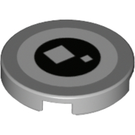 Tile Round 2 × 2 with White and Black Circle, 2 White Squares (Brickheadz Eye) print Light Bluish Gray