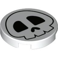 Tile Round 2 × 2 with Skull Print White