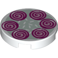Tile Round 2 × 2 with Magenta Swirls print White