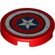 Tile Round 2 × 2 with Captain America Star Shield with Rivets Print Rot