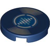 Tile Round 2 × 2 with Record with Sound Equalizer Print Dark Blue