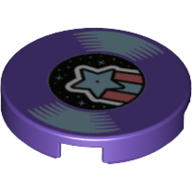 Tile Round 2 × 2 with Record with Azure Shooting Star Print Dunkellila