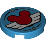 Tile Round 2 × 2 with Pilot Wings with Mickey Mouse Logo Print Dark Azure