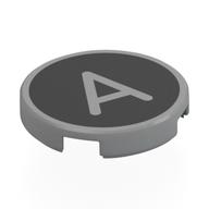 Tile Round 2 × 2 with 'A' on Black Background Print in Light Bluish Gray