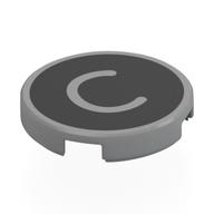 Tile Round 2 × 2 with 'C' on Black Background Print in Light Bluish Gray