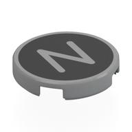Tile Round 2 × 2 with 'N' on Black Background Print in Hellblaugrau
