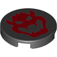 Tile Round 2 × 2 with Red Bowser Skull print Black