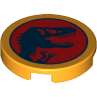 Tile Round 2 × 2 with T-Rex Skeleton Silhouette (Jurassic Park Logo) Print Bright Light Orange