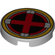 Tile Round 2 × 2 with Red X, Yellow Circle (X-Men Symbol) print Light Bluish Gray