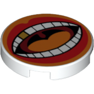 Tile Round 2 × 2 with Open Mouth, Orange Tongue, Gold Tooth print Weiß