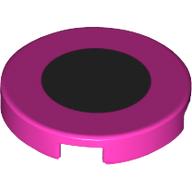 Tile Round 2 × 2 with Large Black Circle Print Dunkelrosa