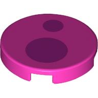 Tile Round 2 × 2 with Two Magenta Circles Print Dark Pink