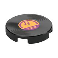 Tile Round 2 × 2 with Vinyl Record, Bright Light Orange Center, Magenta Music Note print