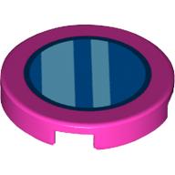 Tile Round 2 × 2 with Blue Circle with Dark Azure Stripes Print Dark Pink
